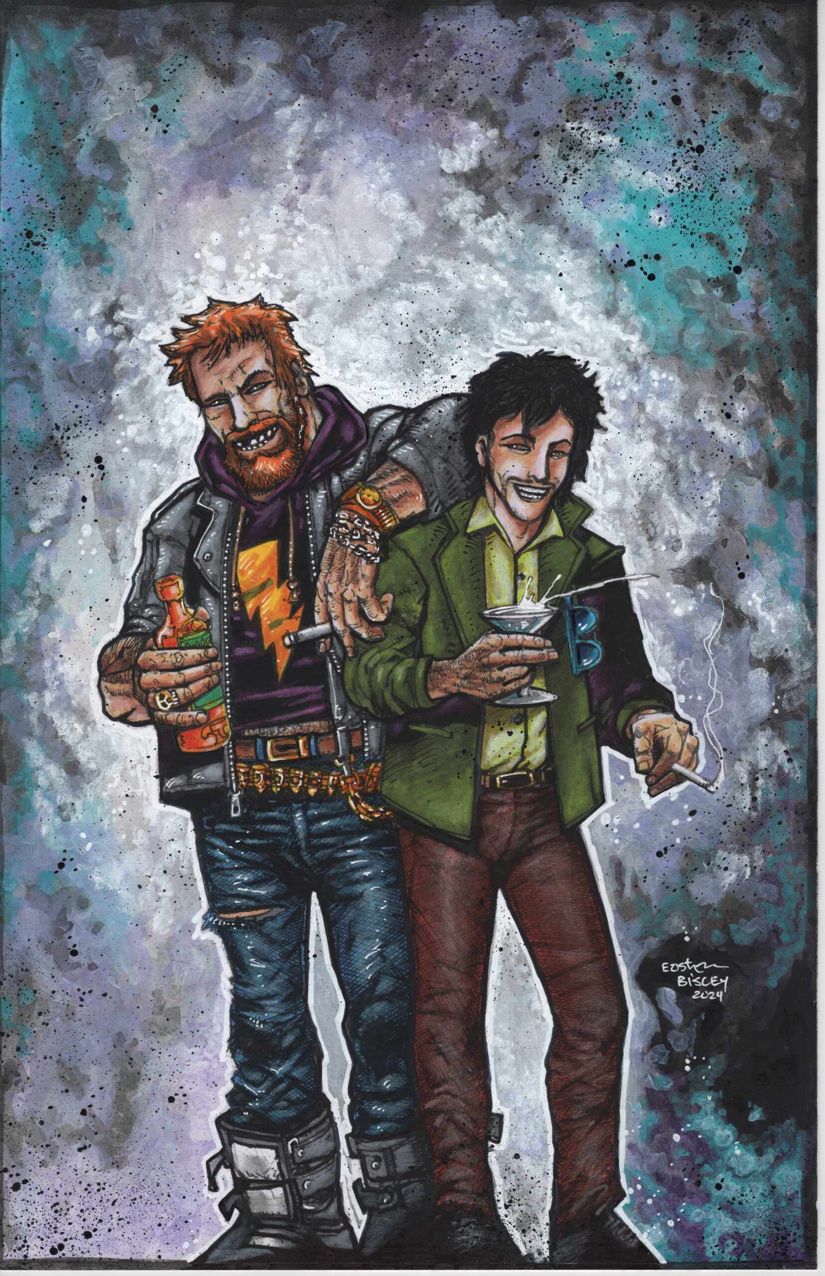 Drawing Blood #3 Original Art 2024 Kevin Eastman and Simon Bisley Ink Acrylic and Prisma Pencils 11x17 $5k