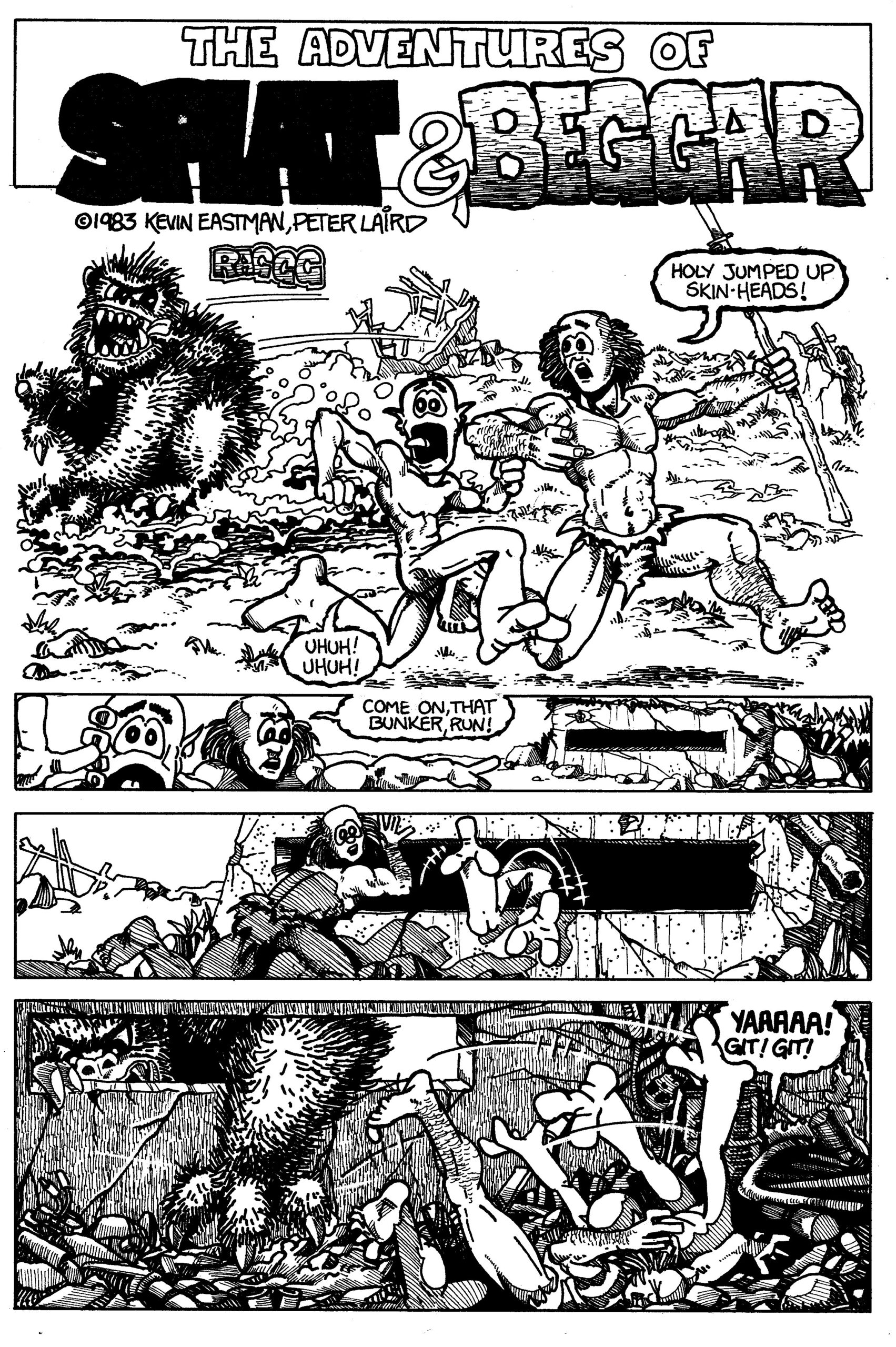 Splat and Beggar Page #1 Original Art (Very Rare Pre TMNT Kevin Eastman and Peter Laird Story) 1983 Pen and Ink 10x14 $5k