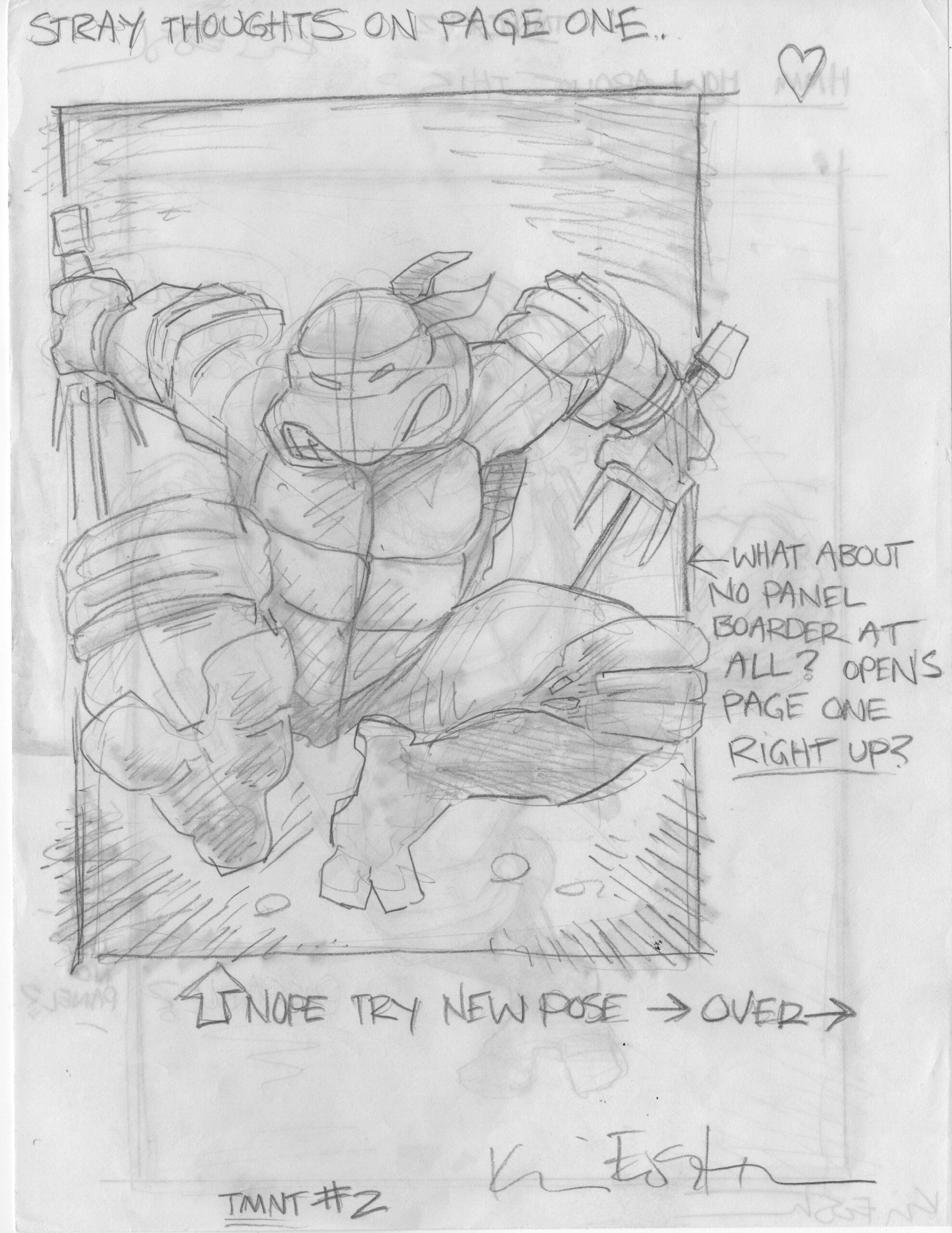 TMNT #2 Original Art 1985 Kevin Eastman Layout Page #1 Pencil 8 and 1_2 x 11 $5k