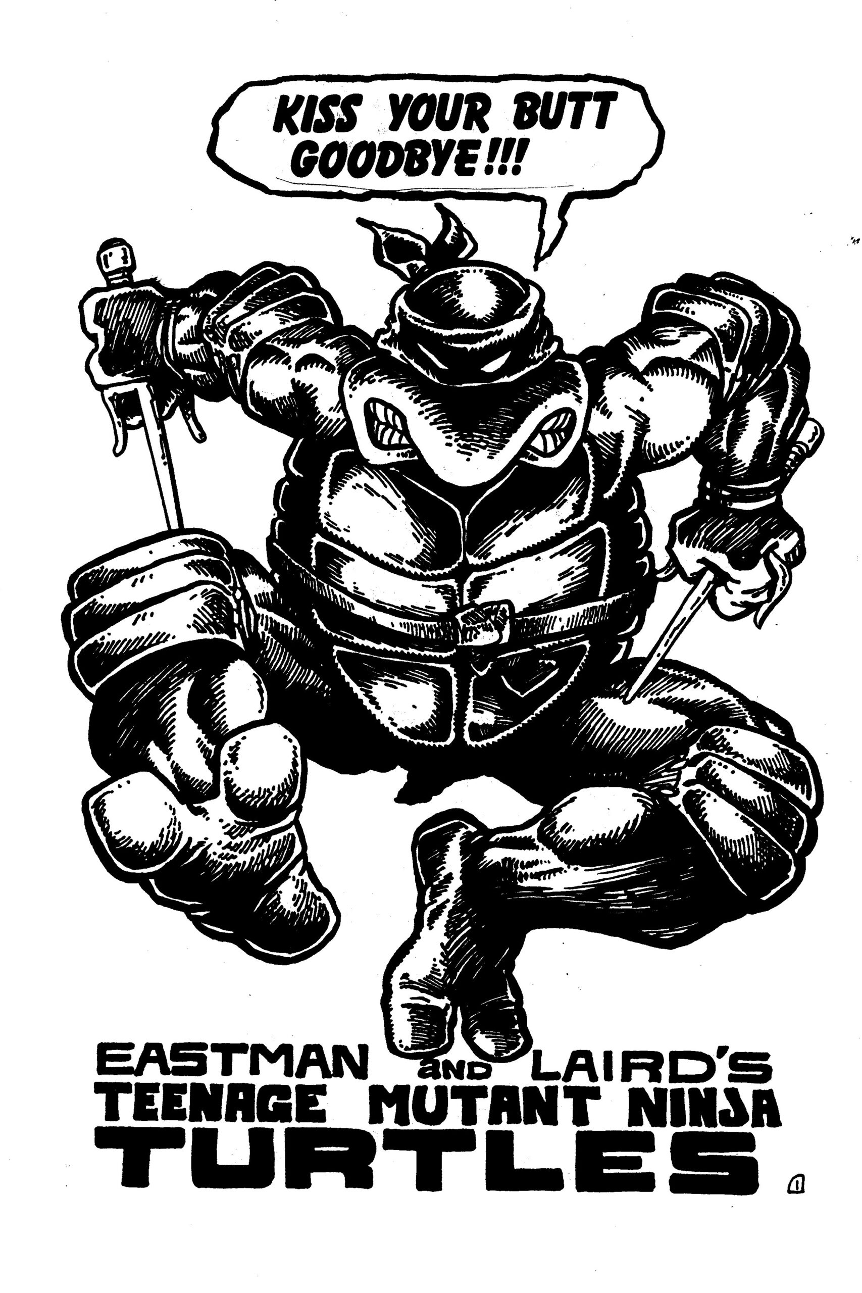 TMNT #2 Production Proof 1985 Kevin Eastman and Peter Laird Page #1 Pen and Ink 8 and 1_2 x 14 $50.00