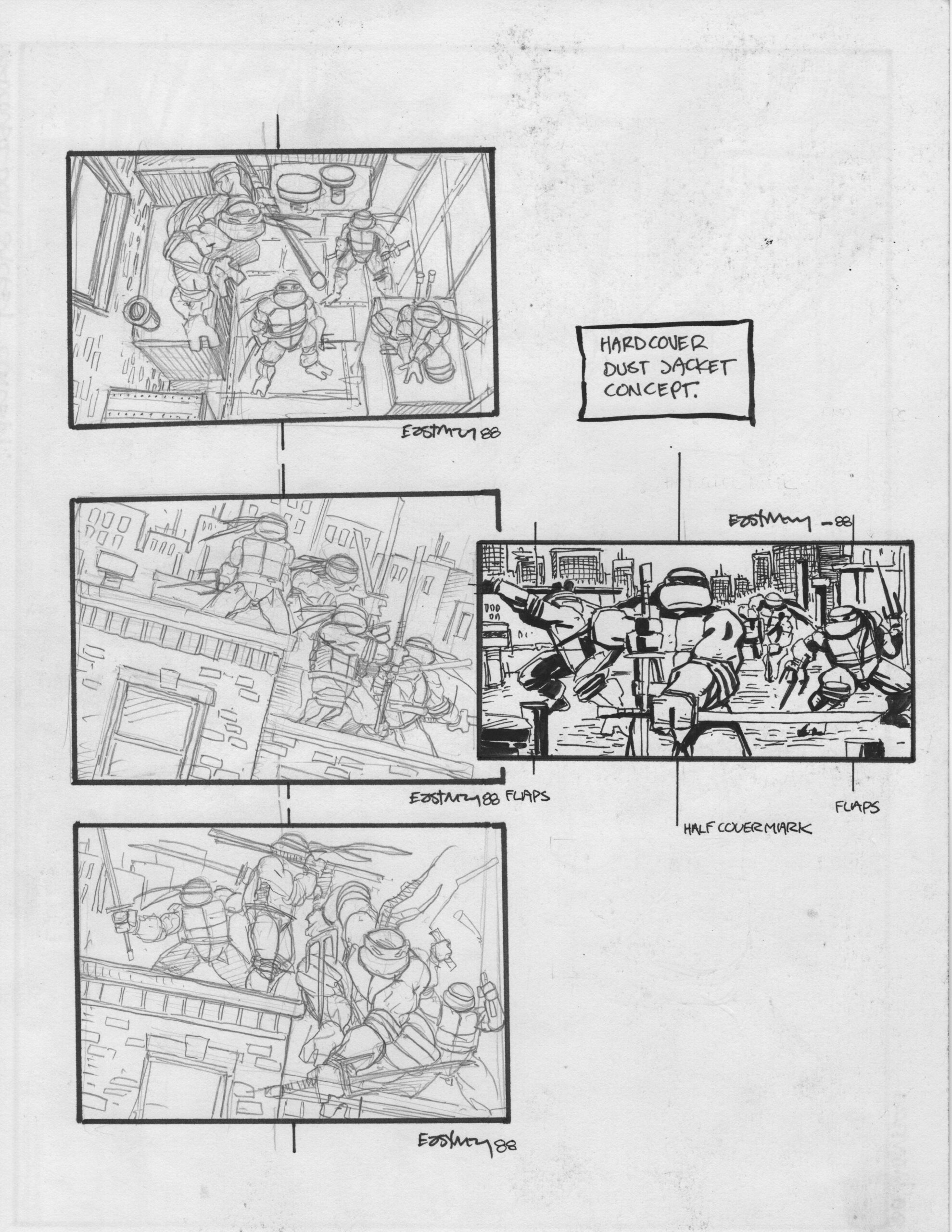 TMNT Hardcover Designs 1988 Original Art Kevin Eastman Pencil and Ink 9x12 $2k