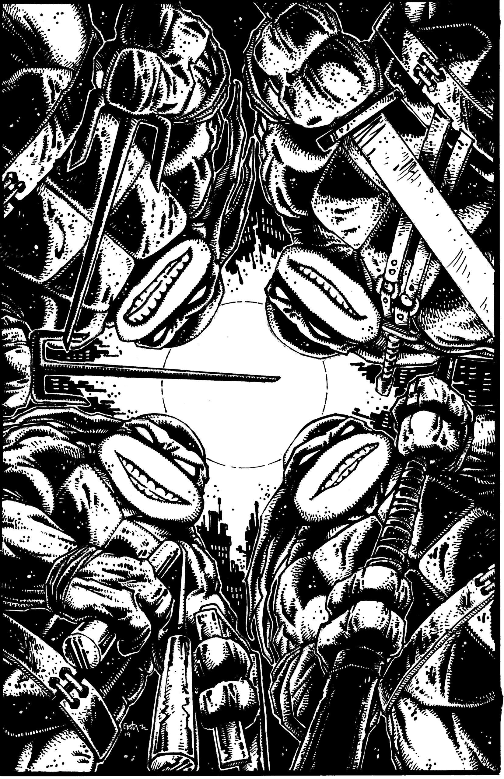 TMNT Toy Packaging Art 2019 Kevin Eastman Original Art Pen and Ink $10K