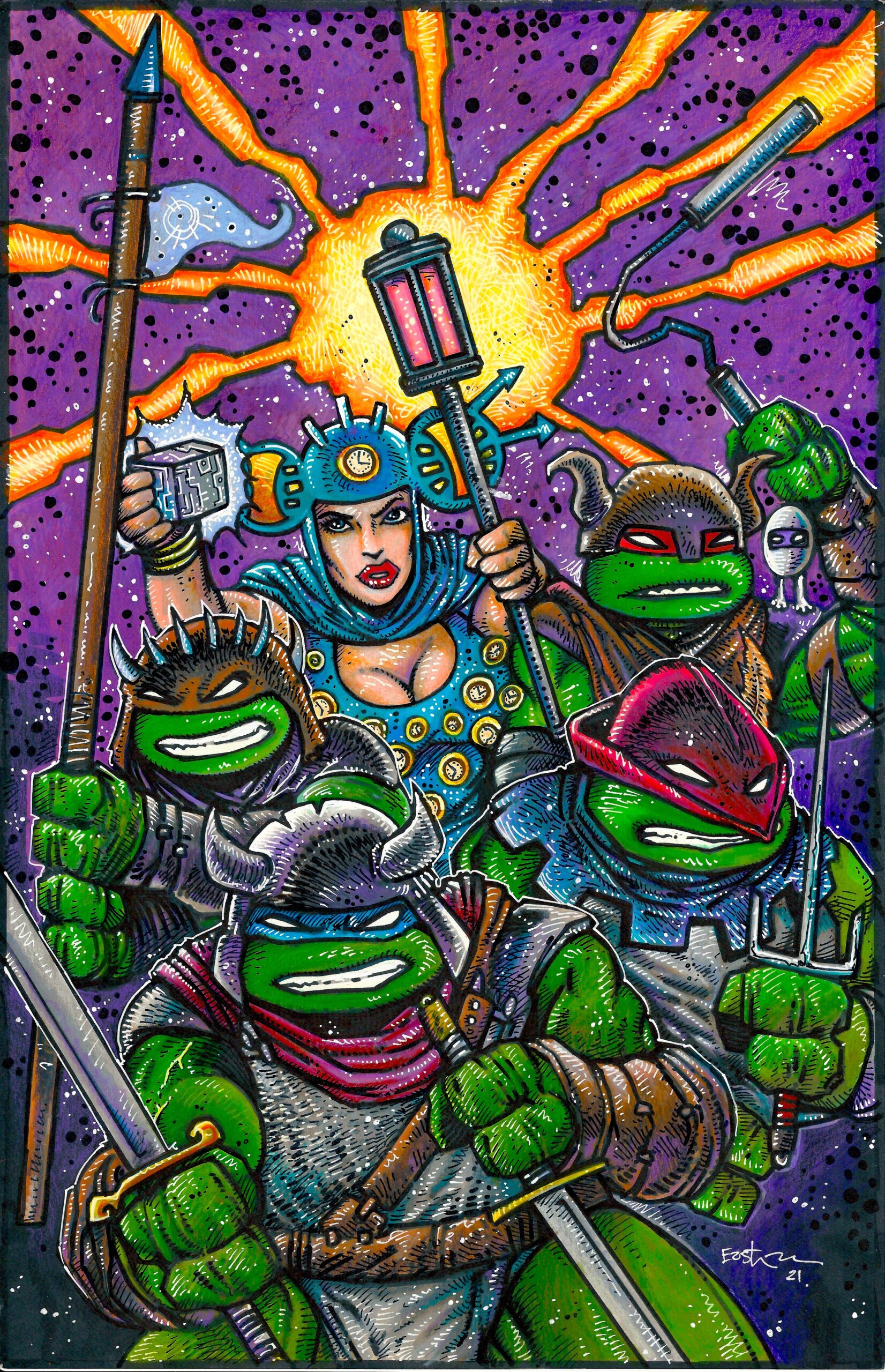 TMNT Trade Paper Back #6 2021 Original Art Kevin Eastman Ink Acrylic Prisma Pencils 11x17 $15k